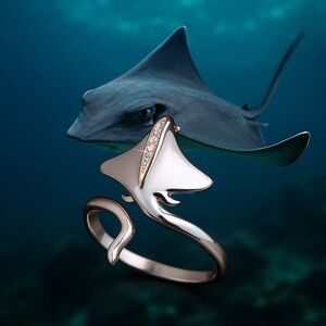 Stingray Silver and Rose Gold Women's Adjustable Ring